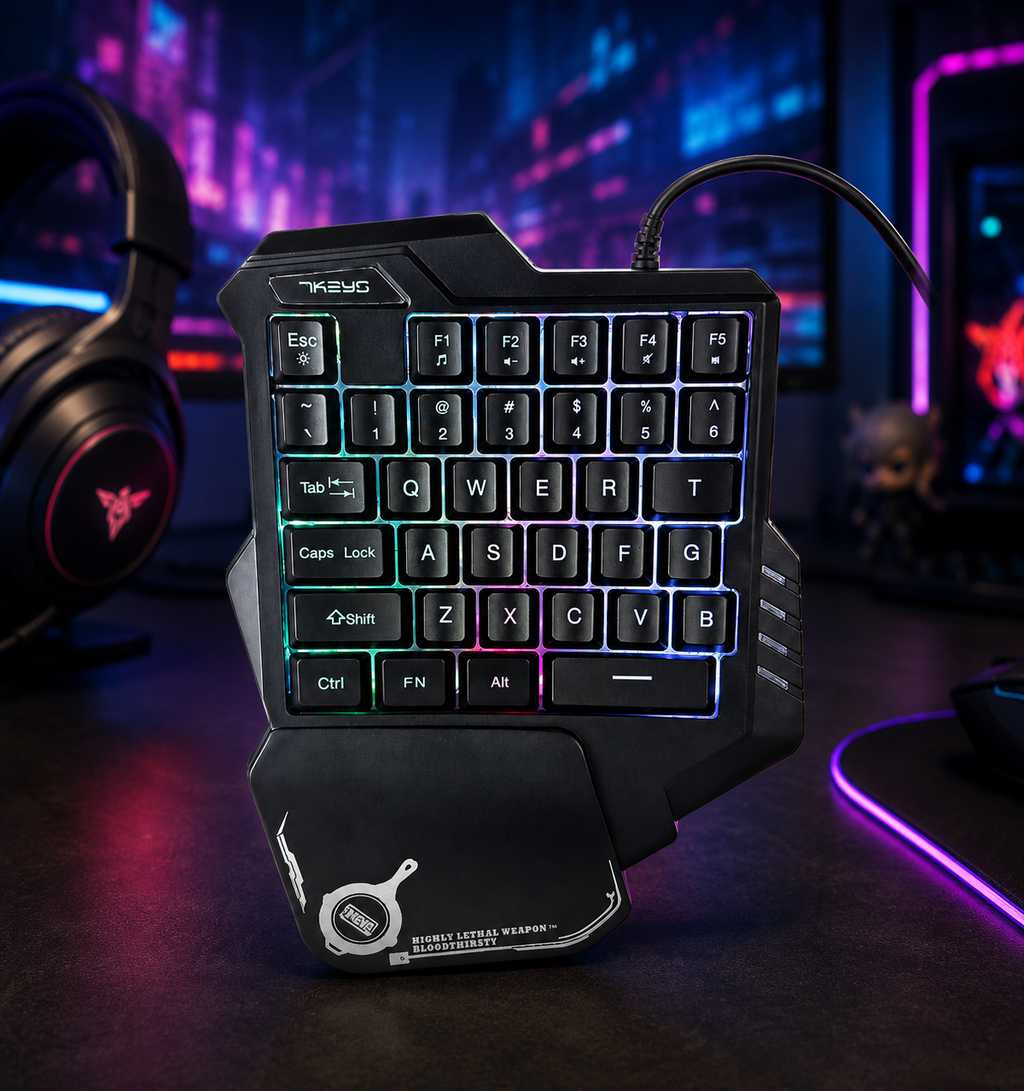Clavier Gaming Compact RGB à Une Main – 35 Touches Mécaniques pour PC