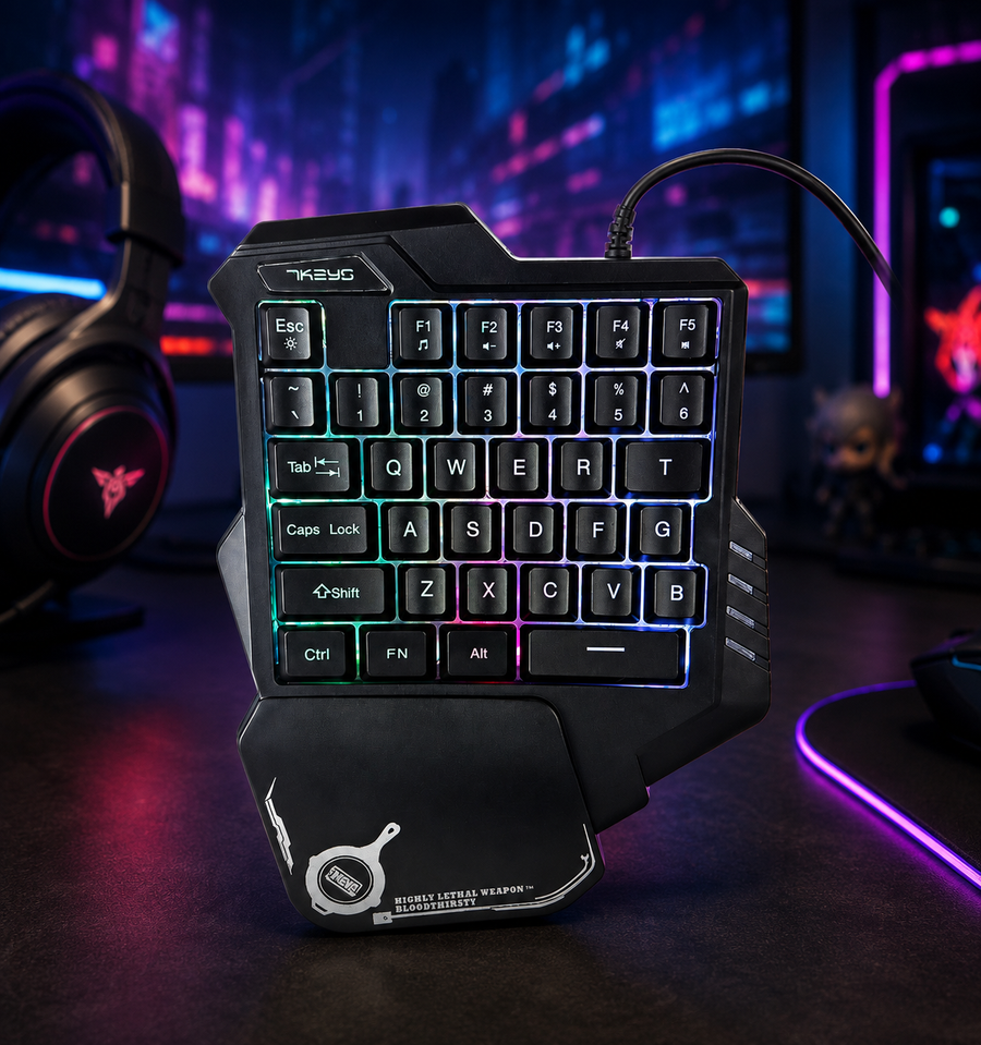 Clavier Gaming Compact RGB à Une Main – 35 Touches Mécaniques pour PC